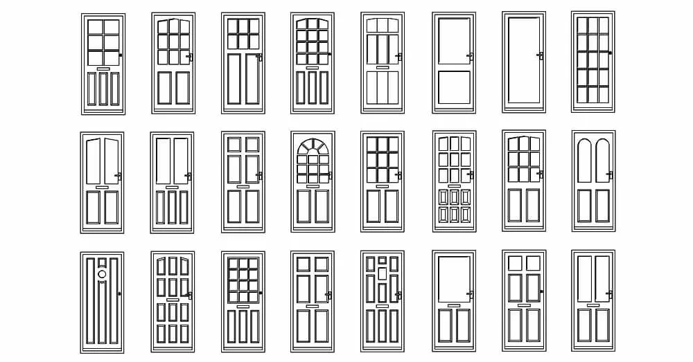Swing Door CAD Blocks – Free DWG 2D Plan and Elevation