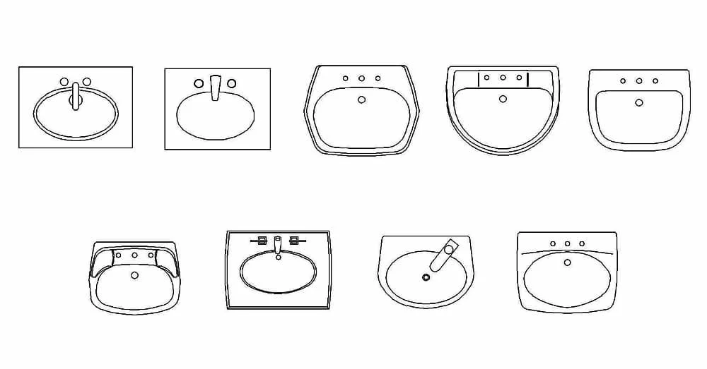 Bathroom Sink CAD Blocks – Free DWG 2D Plan