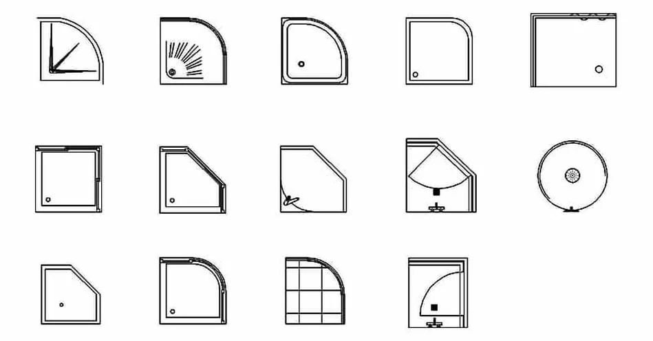 Shower CAD Blocks – Free DWG 2D Plan