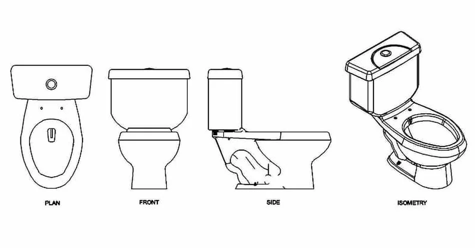Toilet CAD Blocks – Free DWG 2D Plan and Elevation