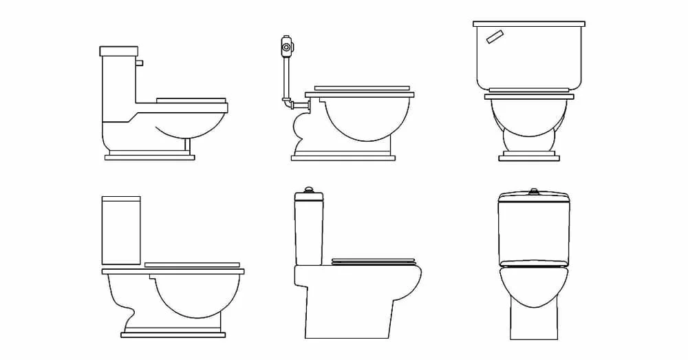 Toilet CAD Blocks – Free DWG 2D Plan and Elevation