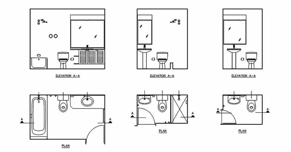 Toilet CAD Blocks – Free DWG 2D Plan and Elevation