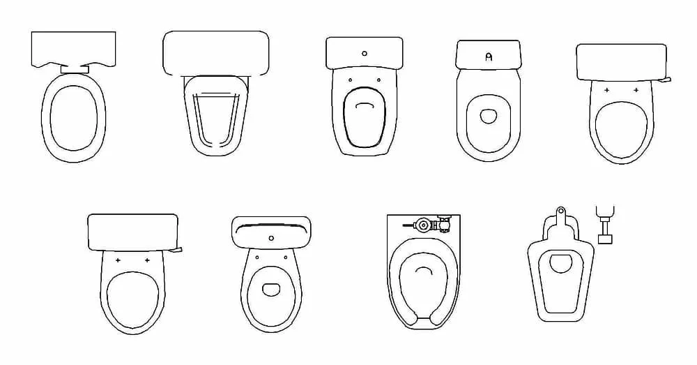 Toilet CAD Blocks – Free DWG 2D Plan