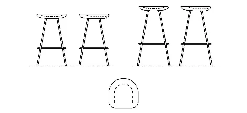 Bar Stool CAD Blocks – Free DWG 2D Plan and Elevation