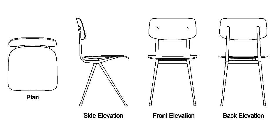 Modern Chair CAD Block – Free DWG 2D Plan and Elevation