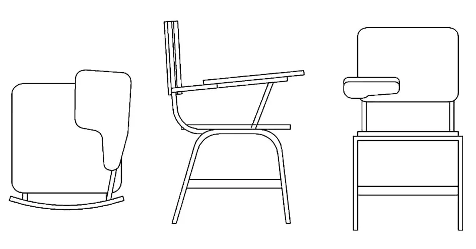 School Desk CAD Block – Free DWG 2D Plan and Elevation