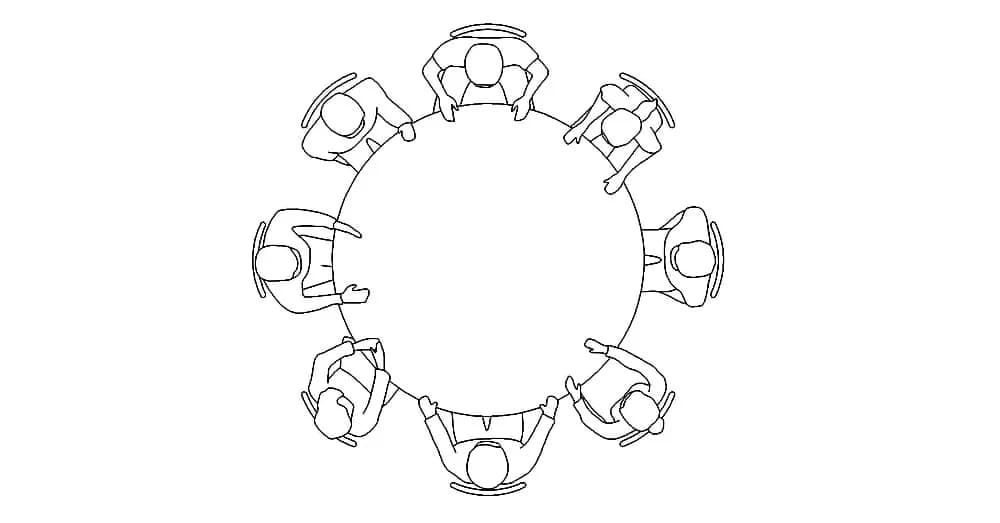 Round Dining Table CAD Block – Free DWG 2D Plan and Elevation