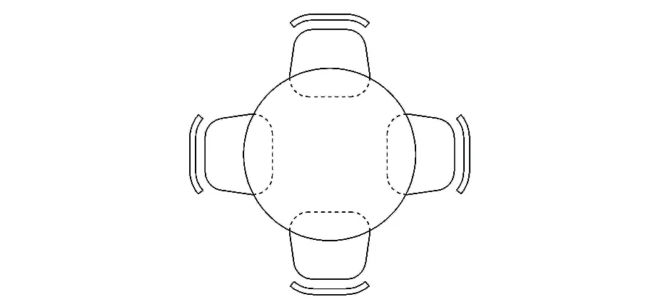 Round Dining Table CAD Block – Free DWG 2D Plan and Elevation