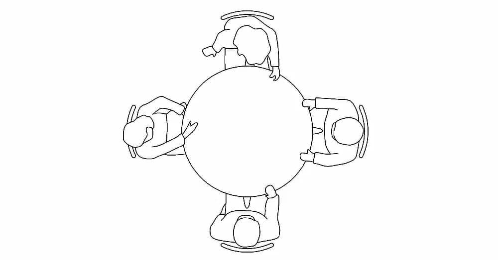 Round Dining Table CAD Block – Free DWG 2D Plan, Elevation and Section
