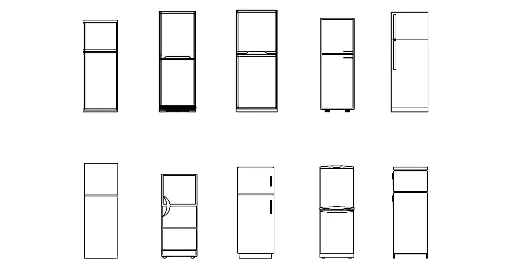 Refrigerator CAD Block – Free DWG 2D Elevation