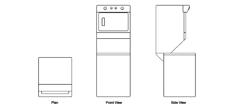 Top Load Washing Machine CAD Block – Free DWG 2D Plan and Elevation