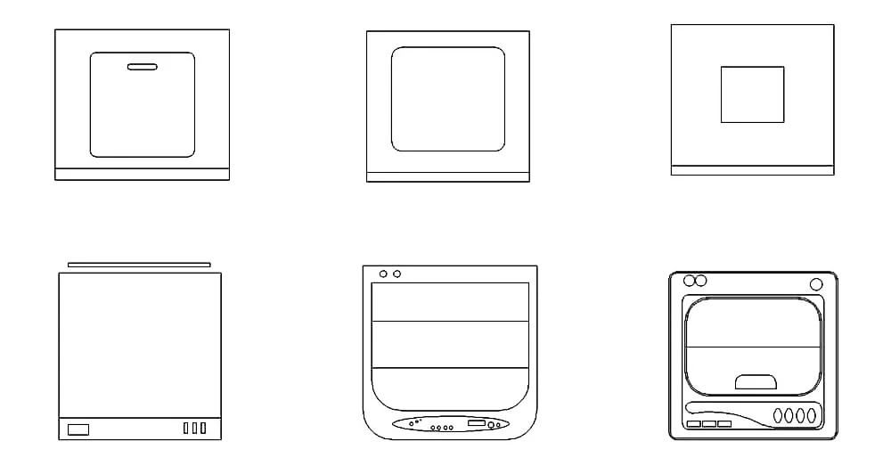 Washing Machine CAD Blocks – Free DWG 2D Plan and Elevation