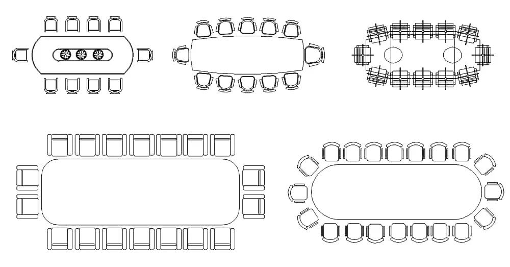Conference Table CAD Blocks – Free DWG 2D Plan