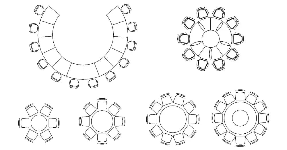 Conference Table CAD Blocks – Free DWG 2D Plan