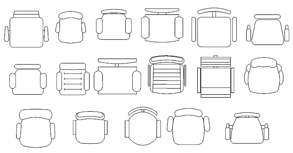 Office Chair CAD Blocks – Free DWG 2D Plan