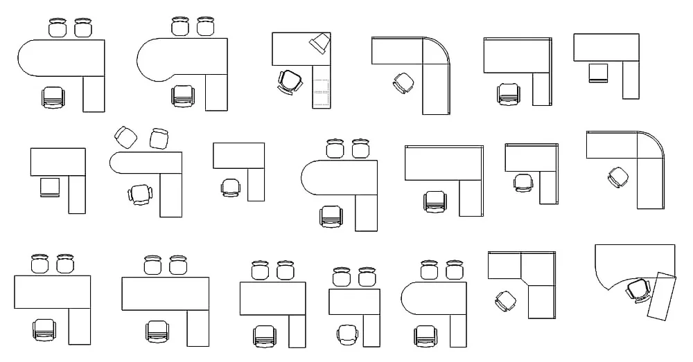 Office Desk CAD Blocks – Free DWG 2D Plan