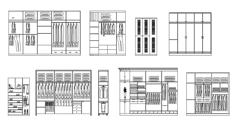 Wardrobe CAD Blocks – Free DWG 2D Plan and Elevation