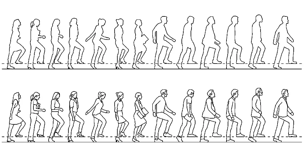 People Leveling Up CAD Blocks – Free DWG 2D Plan and Elevation