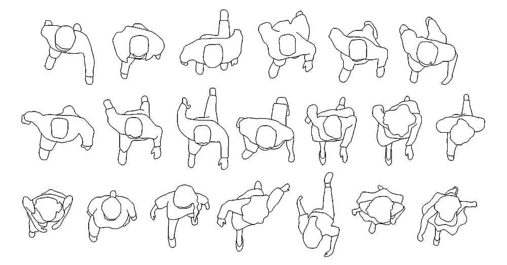 People Silhouettes CAD Blocks – Free DWG 2D Plan