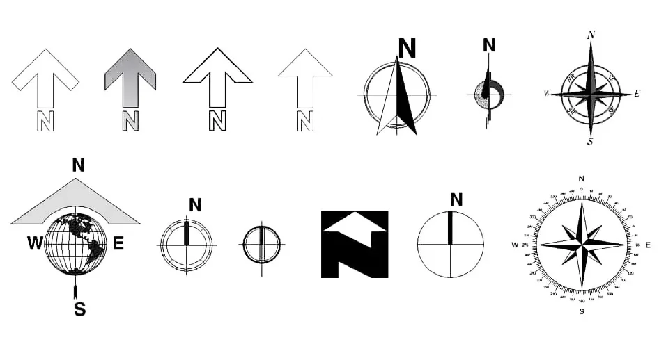 North Arrow CAD Blocks – Free DWG 2D Plan